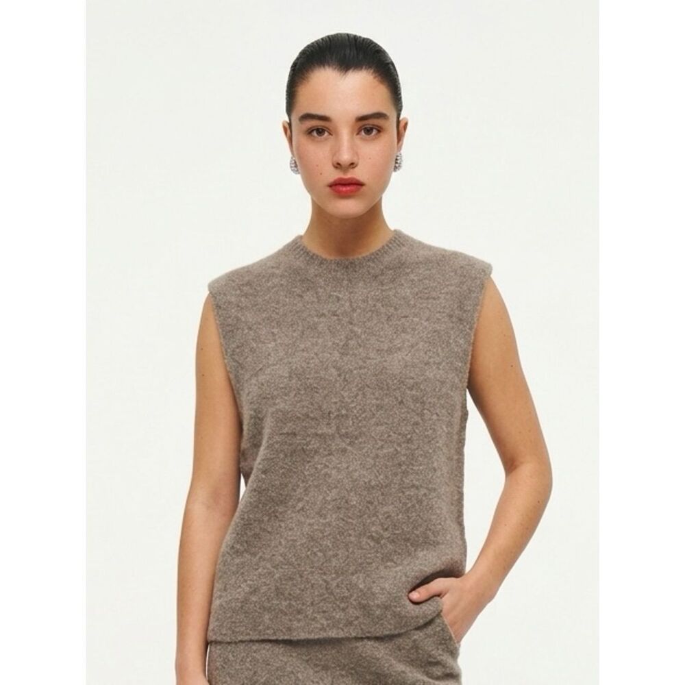 ZARA | Light Brown Sleeveless Sweater Structured Shoulder Women’s Size Small - Picture 1 of 8